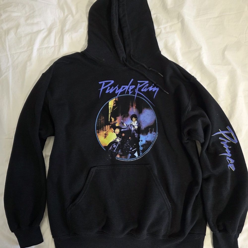 Gildan Black Hoodie with Purple Rain Graphic